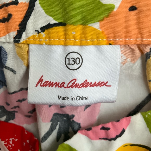 Hanna Andersson Size 8 (130) White Fruit Print Dress with Red Ties - Picture 5 of 9